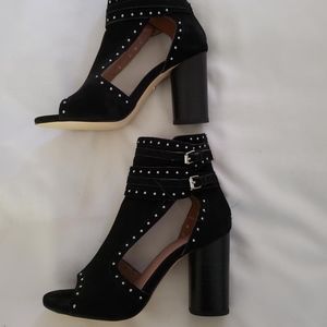 Black RAYE suede heeled boot